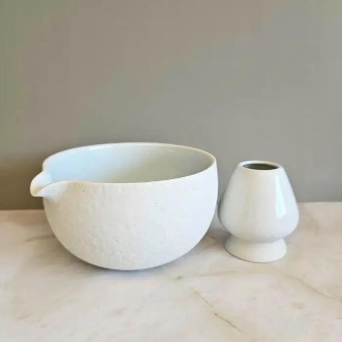 BOL À MATCHA ET SON SUPPORT - blanc - accessoires matcha
